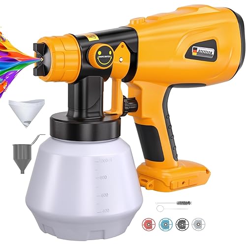 Paint Sprayer for Dewalt 20V MAX Battery, Cordless HVLP Handheld Spray Paint Gun, 200W Brushless Motor with Copper Nozzle, Adjustable Flow for Walls, Cabinets, Furniture & Fences (Tool Only)