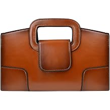 ZLMBAGUS Women Vintage Flap Tote Top Handle Satchel Handbag PU Leather Clutch Purse Shoulder Bag, Brown, One Size, Braun
