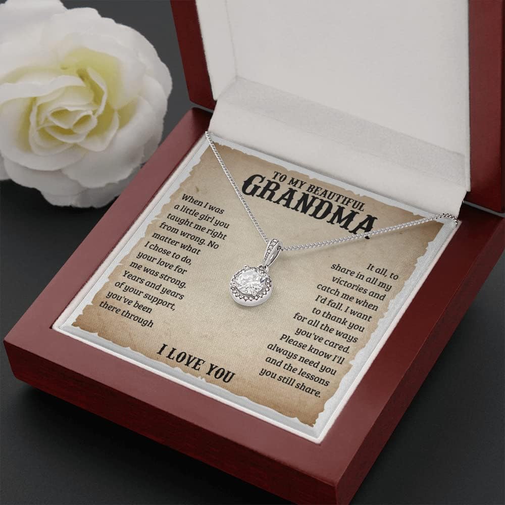 Grandma Gifts From Granddaughter Christmas Mothers Day Birthday Necklace Gift From Grandson To My Grandmother Pendant Jewelry Present with Message Card and Gift Box