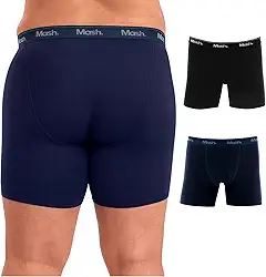 Kit 2 Cuecas Boxer Plus Size Mash Antiassadura Cotton Algodão Respirável Masculina