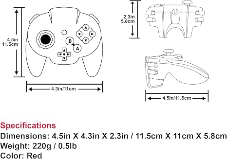 Intec Gaming Warrior 64 Wired Controller for Original N64 Console (Red)