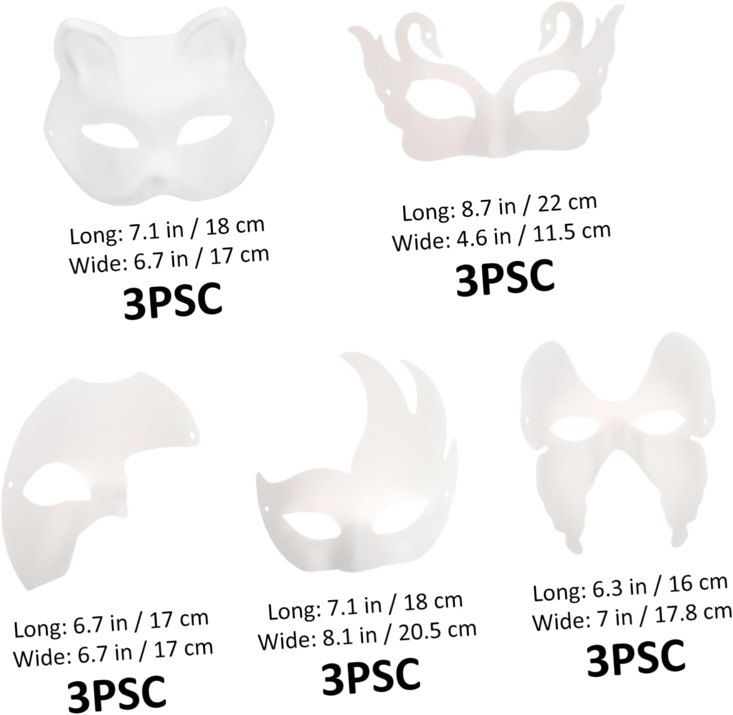 Veemoon 15pcs Plain White Mask Party Crafts Party Supplies White Pulp