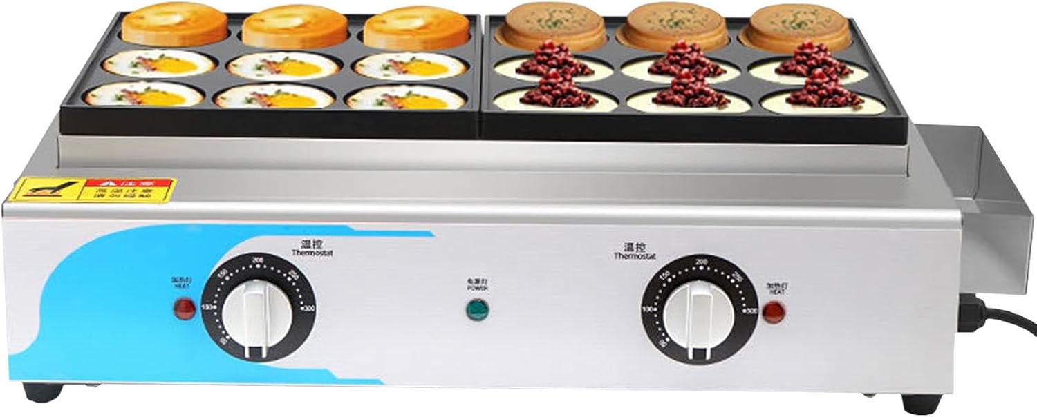 Stainless Steel Egg Burger Maker - Commercial Electric Meat Burger Maker Griddle with 18 Holes for Quick and Easy Burgers