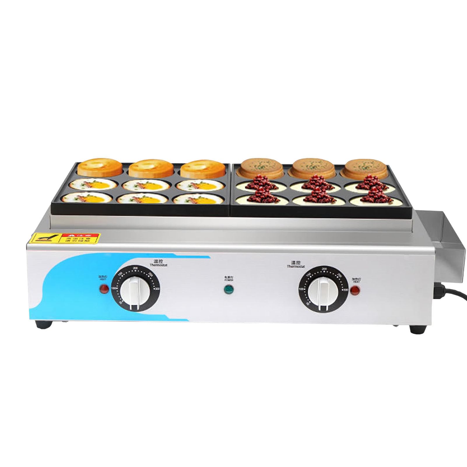 AYCDL Egg Burger Maker - Stainless Steel Electric Meat Griddle with 18 Holes for Quick and Easy Burger Preparation