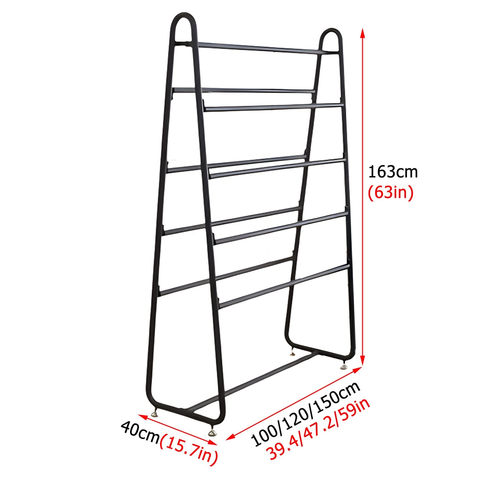 UWYTGF Modern Metal Scarf Holder Rack,Floor Standing Fabric/Shawl Storage Organziers with Non-Slip Foot Pads,for Clothing Store/Gift Store,Black,Length,120Cm/47.2In