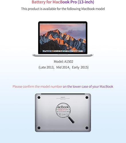 Miniatura 2 de Reemplazo de batería para MacBook Pro A1502 para batería Retina A1493A1582 de 13 pulgadas (principios de 2015, mediados de 2014, finales de 2013)