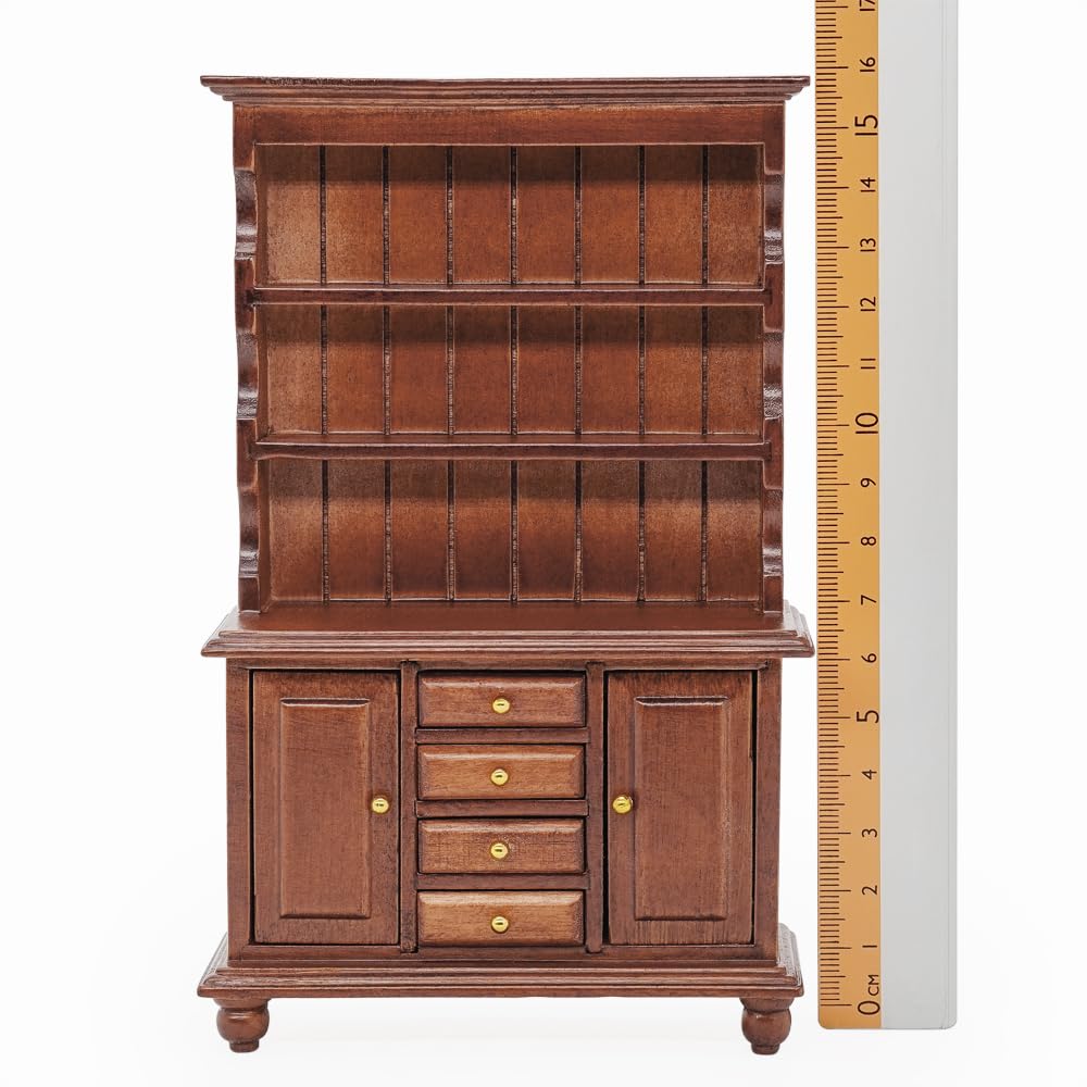 Odoria Vitrine Miniature 1:12 – Meuble De Cuisine En Bois Pour Maison De Poupée – 27,5 X 4,7 X 18,5 Cm – Dès 14 Ans