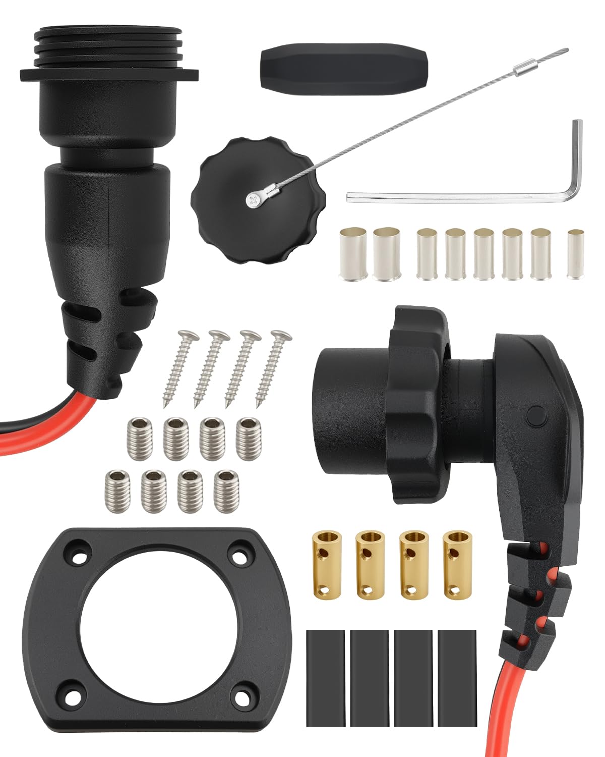 Enchufe y receptáculo para motor de arrastre para Minn Kota 1865120 MKR-28, impermeable, resistente, 8 AWG nominal a 60 A, apto para barcos marinos de agua dulce y salada