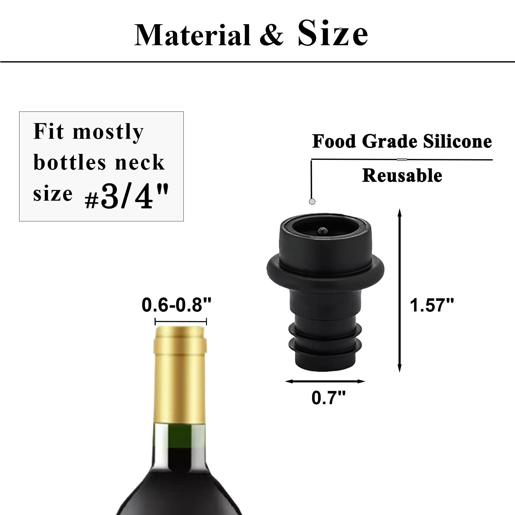 8 tapones de vacío para vino, mantiene el vino fresco hasta 7 días, 8 tapones de vacío, bomba de vino y tapón de vacío de vino, reutilizables para guardar vino, tapones de vino para botellas de vino 6