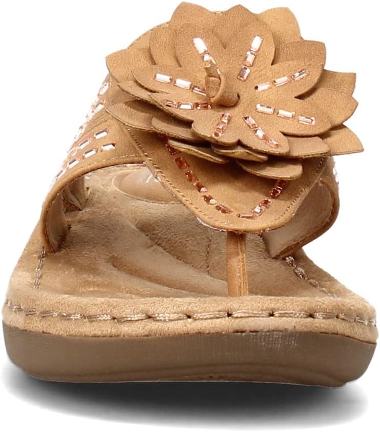 CLIFFS BY WHITE MOUNTAIN Cupcake II Women's Thong Sandal, Tan/Nubuck, 8 M