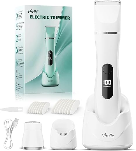 Hair Remover Razor Strops Bikini Trimmer for Women, Painless Waterproof Electric Foil Shaver for Leg Body Armpit Facial, Cordless Ceramic Blade with USB Charging Dock, Travel Size Gifts for Her, Ivory