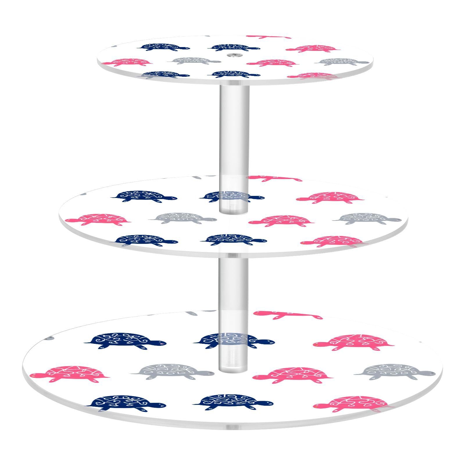 Nander 3 Tier Cupcake Stand,Cute Cartoon Turtles Large Cupcake Tower Display, Round Cupcake Holder, Acrylic Dessert Stand, Pastry Display Tree for Party, Wedding, Baby Shower
