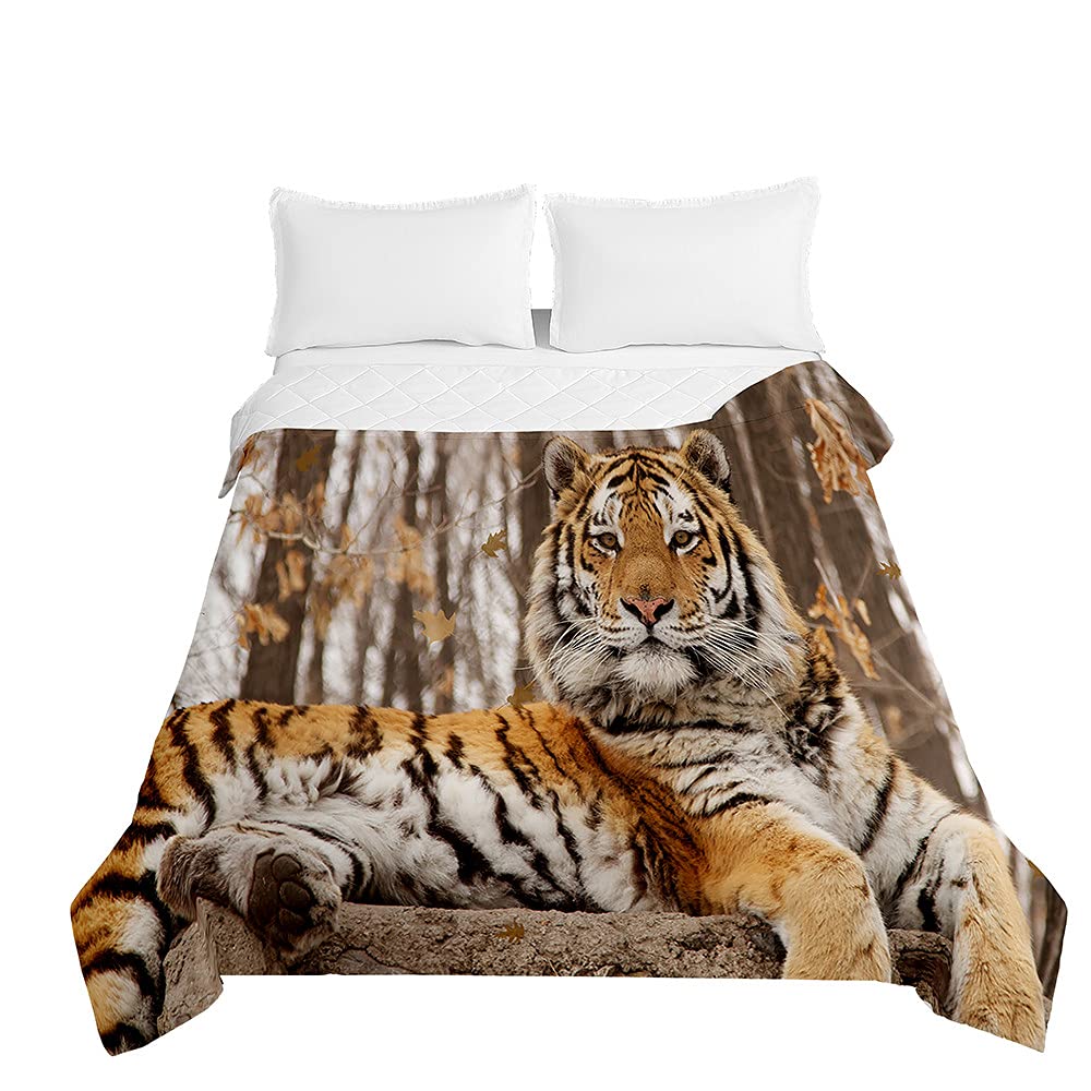 Surwin Tiger Embossed Quilted Bedspreads Single Double Super King Bed Size, Bedspread Quilt Sofa Throws Blanket Lightweight Coverlet Microfiber Comforter Bed Sheet (,220 * 240Cm)
