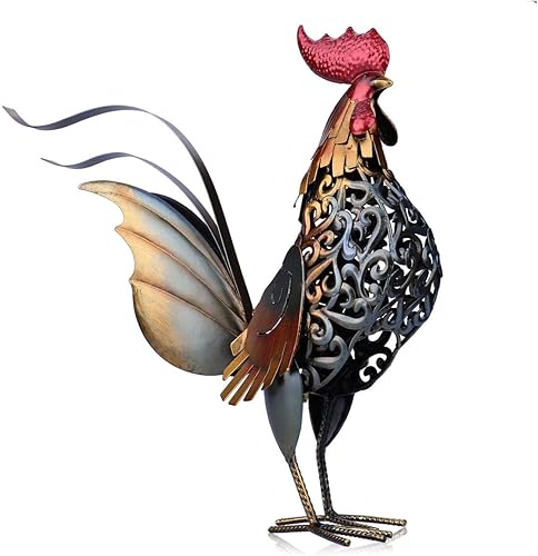 Miniatura 1 de Too-arts Escultura de metal tallado gallo de hierro para el hogar, obras de arte de arte, regalos artesanales