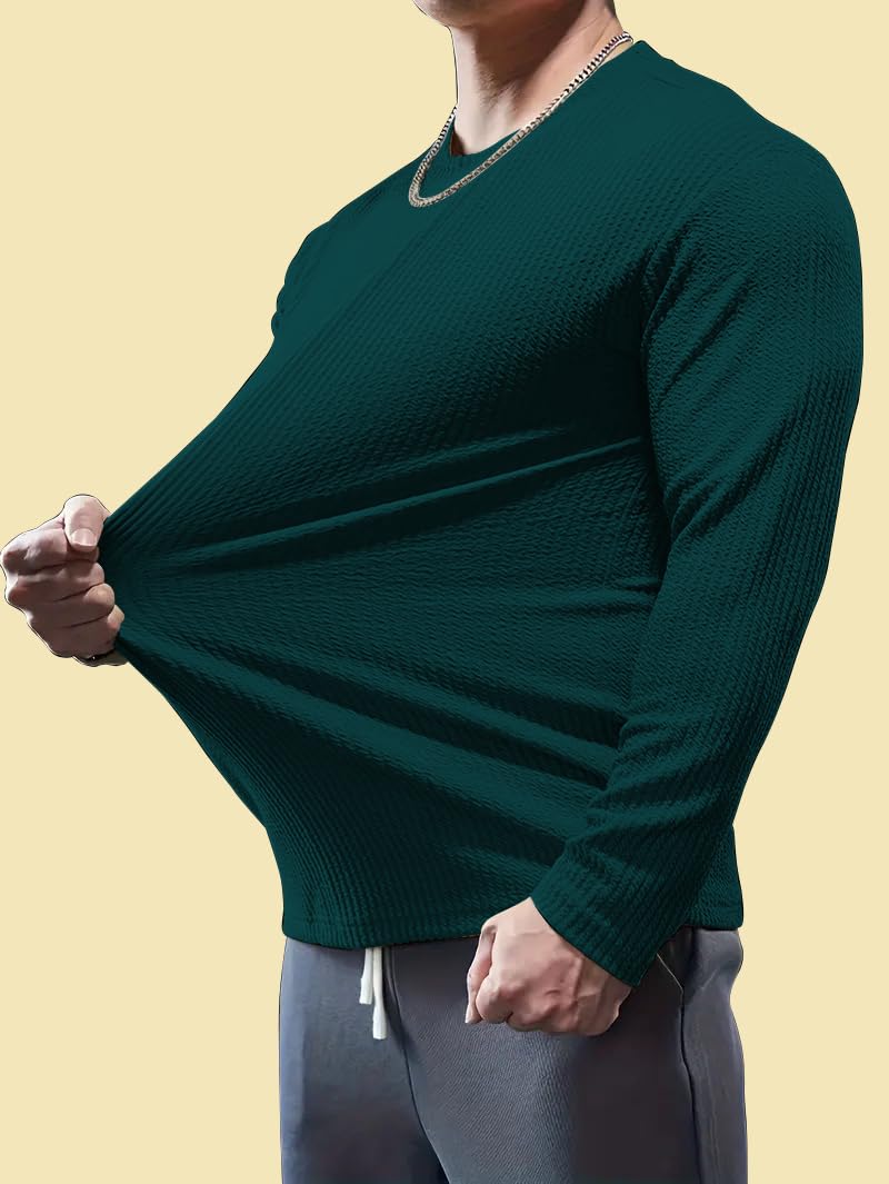 KAJARU Men's Polyester Blend T Shirt with Full Raglan Sleeves Round Neck Solid Pattern and Standard Length - Image 5 thumbnail