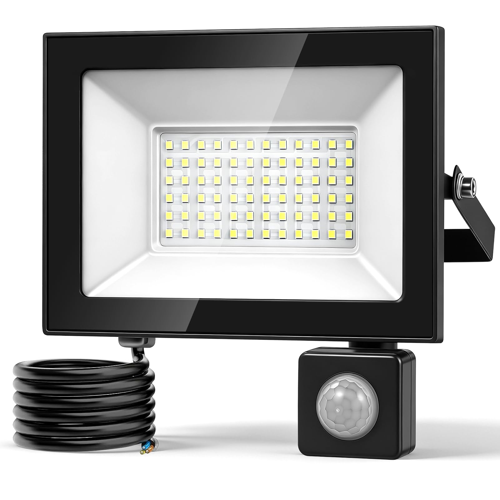 Bellanny 50W Security Lights Outdoor Motion Sensor, 5000LM PIR Flood Light, IP66 Waterproof Outside Lights with Sensor | 3000K Warm Floodlight, LED Wall Light Mains Powered for Garden Backyard Garage