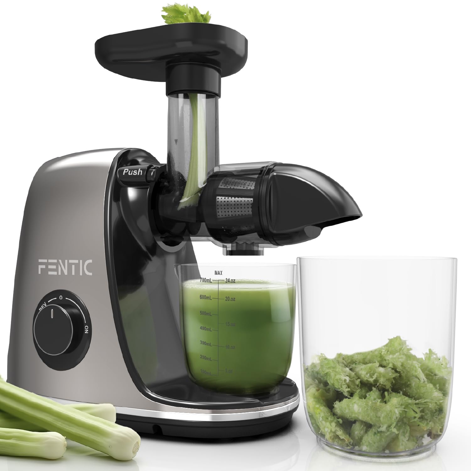Estrattore Frutta e Verdura – Centrifuga Frutta e Verdura – Orizzontale Estrattore Di Succo con Funzione di Inversione – Motore Silenzioso e Potente - Con Tazza per Polpa e Succo