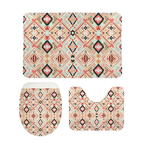Tapis de bain antidérapant et lavable, ensemble 3 pièces style Kente