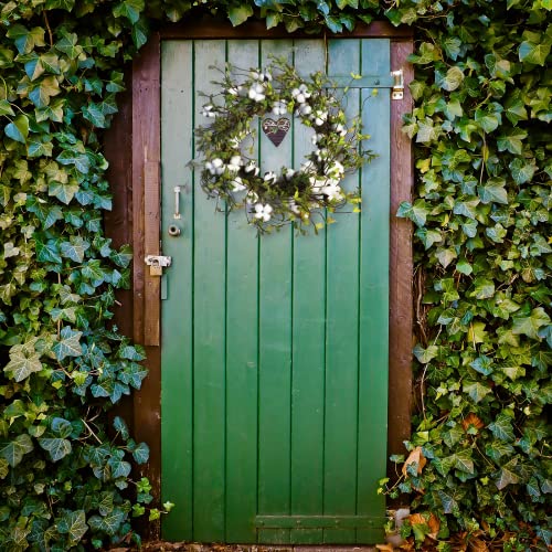 22" Cotton Wreath, Farmhouse Natural Cotton Boll Rustic Floral Round Wreath With Artificial Green Leaves For Outdoor Indoor Wedding Centerpiece Welcome Decor #TOP6