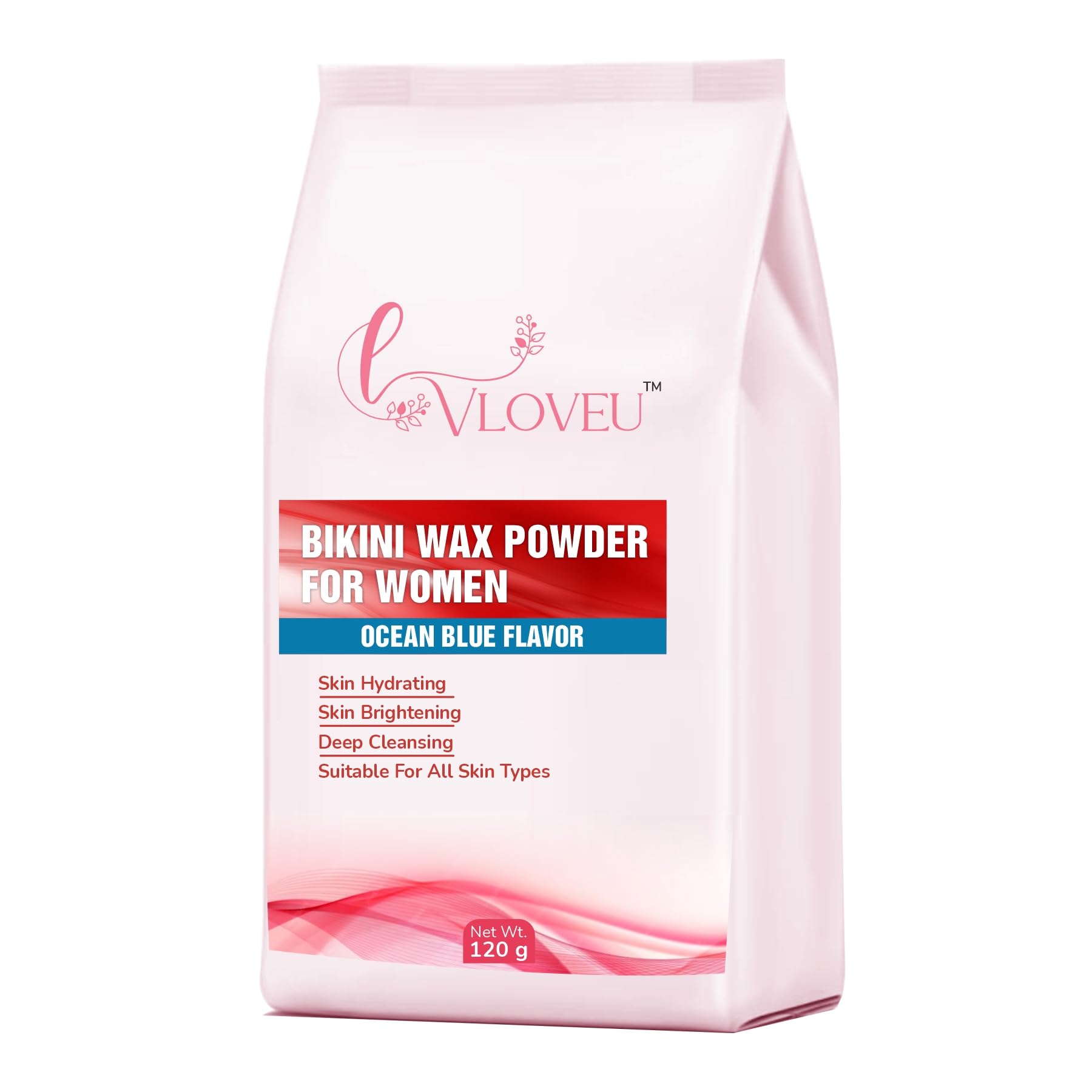 Bikini Wax Powder for Women - 5 Minutes Painless Herbal Wax Powder for Hair Removal|Easy to Use at Home, No Chemicals - No Irritation, Bikini Wax for Women and Girls (120g) (Ocean-blue)