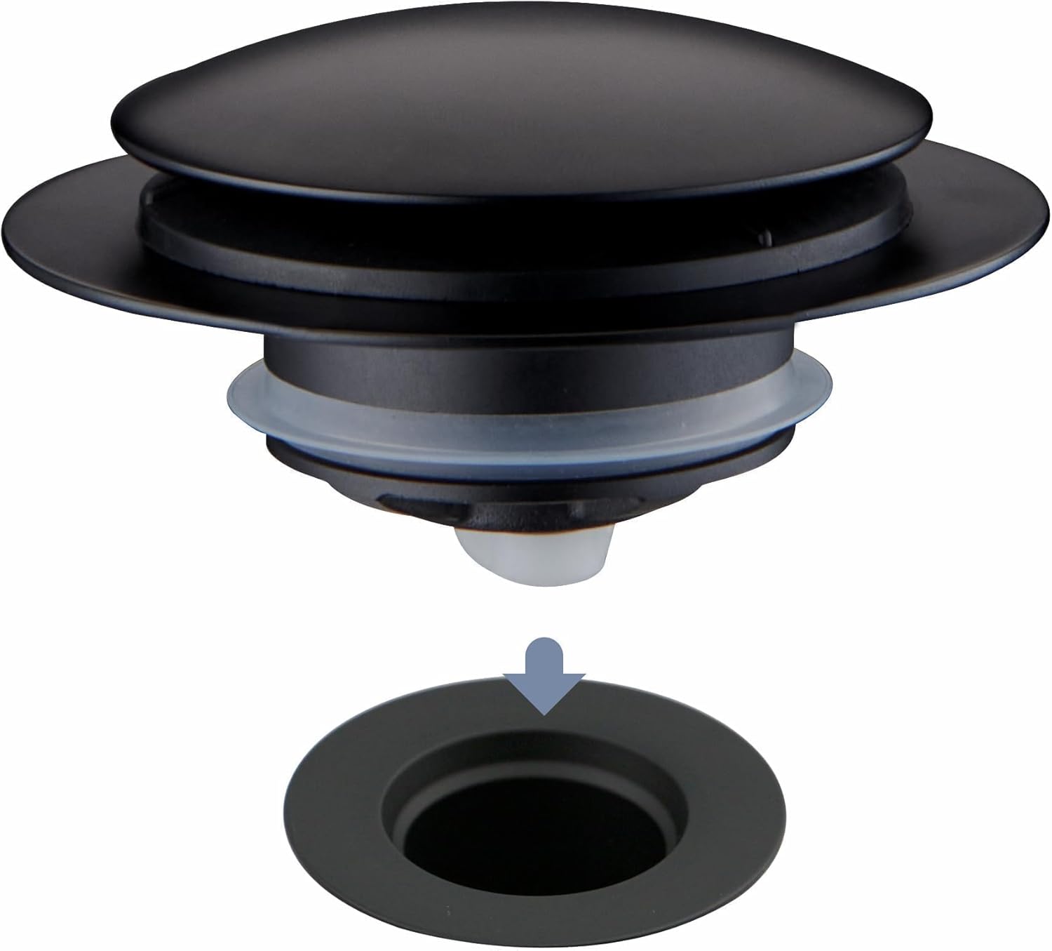 Product image of Matte Black Tub Drain Stopper, Hidrop Pop Up Universal Tub Dain Tip Toe Bathtub Drain Stopper, Fit 1.375 to 1.5 Inches, Replaces Lift and Turn, Tip-Toe and Trip Lever Drains for Tub, EZ Installation
