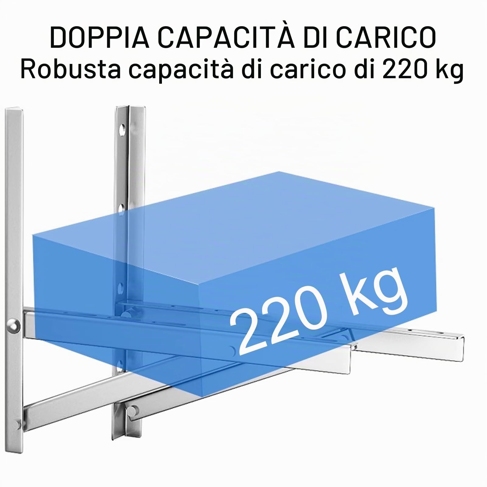 Staffe Condizionatore Esterno, Staffe per Climatizzatore in Acciaio Unità Esterna, Fino a 220 Kg, Telaio di Supporto in Acciaio Inox 304 per Pompa di Calore Esterna(60x55cm/23.6x21.7in)