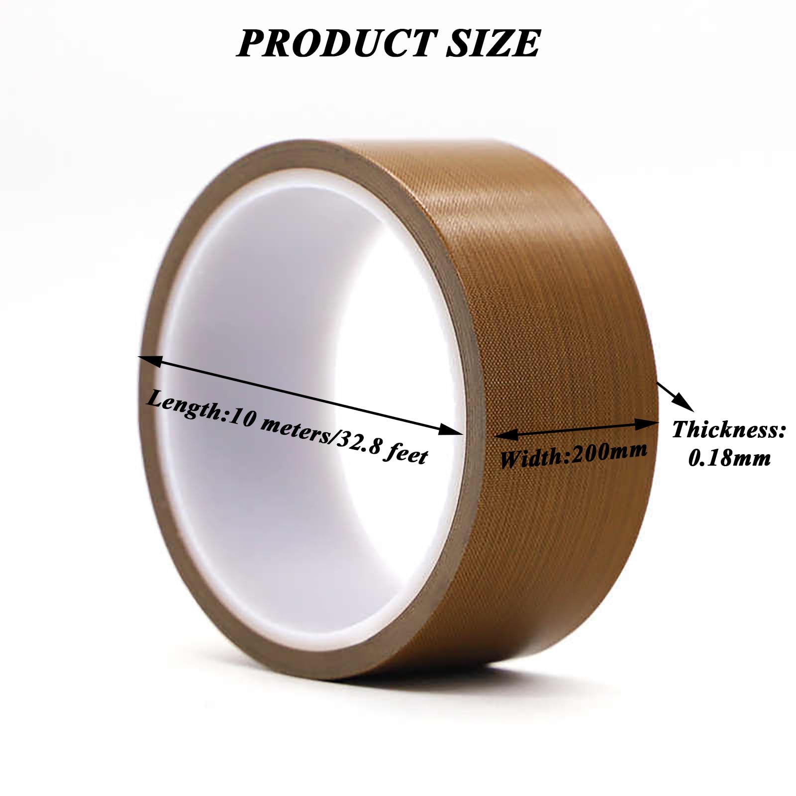 Cinta de teflón Espesor 0,18 mm, Ancho 10 mm-200 mm, 10 m/Rollo Cinta Aislante de PTFE Resistente al Calor para Aplicaciones eléctricas, industriales y de Bricolaje,200mm