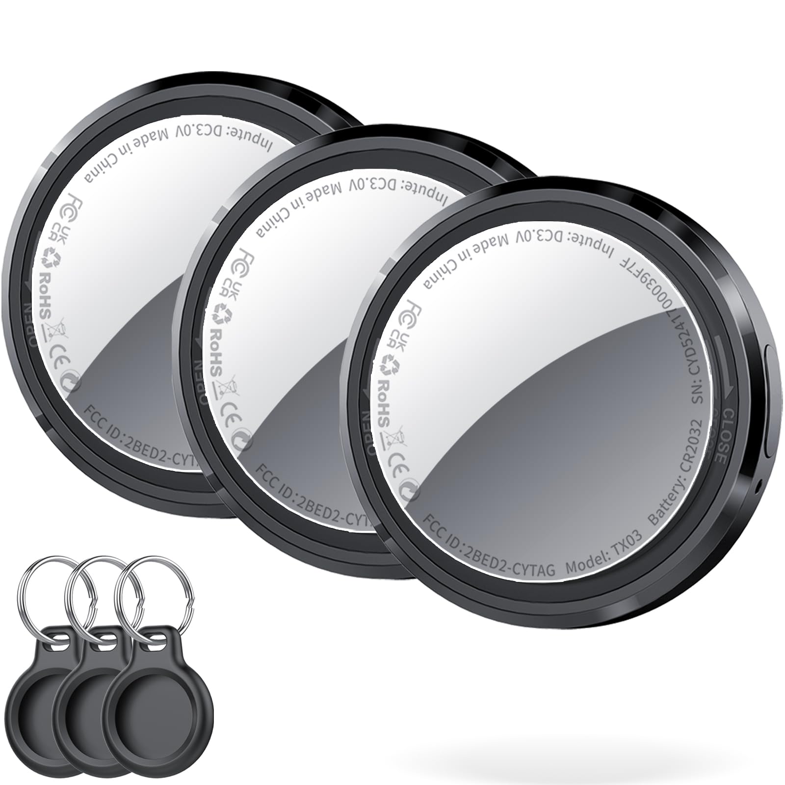 Bluetooth Localizzatore Chiavi, Smart Air Tag Tracker Compatibile con Apple Dov’è (Solo iOS), Trova Oggetti per Gatti/Chiavi/Bagagli/Valigie/Portafogli, Key Finder con Custodia Protettiva/Portachiavi