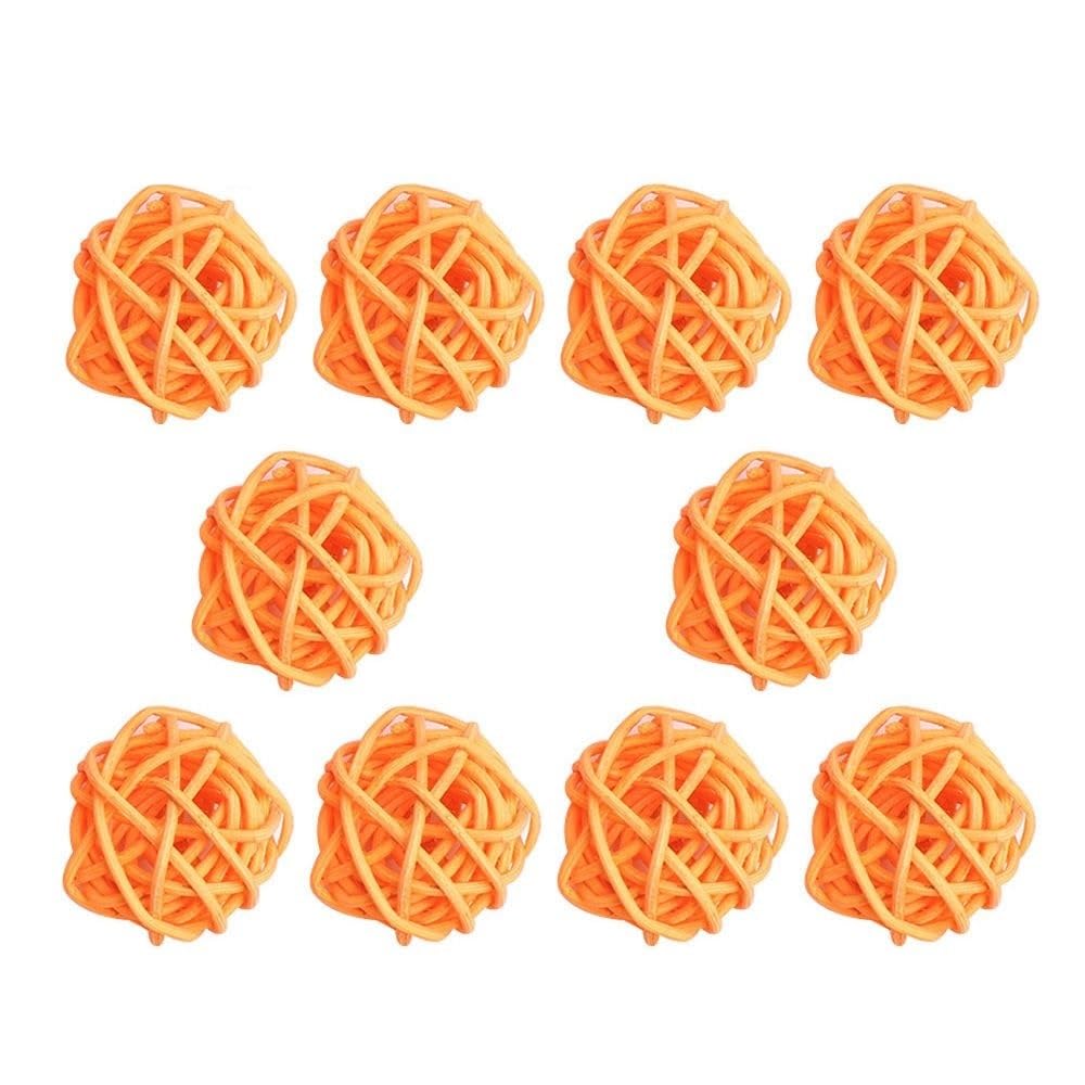 ZGXNYI Rattan Ball 10Pcs Natural Vine Heart Stars Rattan Ball Mixed Color DIY Wreath Accessories Home Decor Tree Ornament Wed Party Supplies Rattan Decorative Balls(5cm-orange)