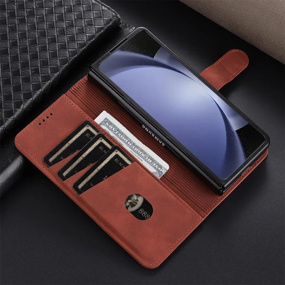 Funda de Cuero con Tapa para Samsung Galaxy Z Fold 5, 4, 3, Fold5, Fold4, Fold3, 5G, Color Azul, para Samsung Galaxy Z Fold3
