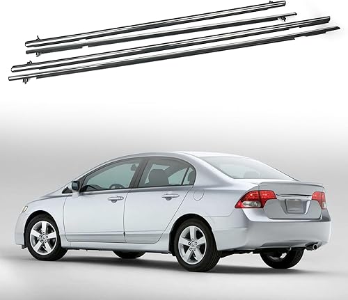 GOMADEIT OEM 4PCS Chrome Ventana Moldura Moldura para Honda Civic Ventana Moldura 2012-2015 Reemplazar 72450-TR0-A01 72410-TR0-A01 72950-TR0-A01