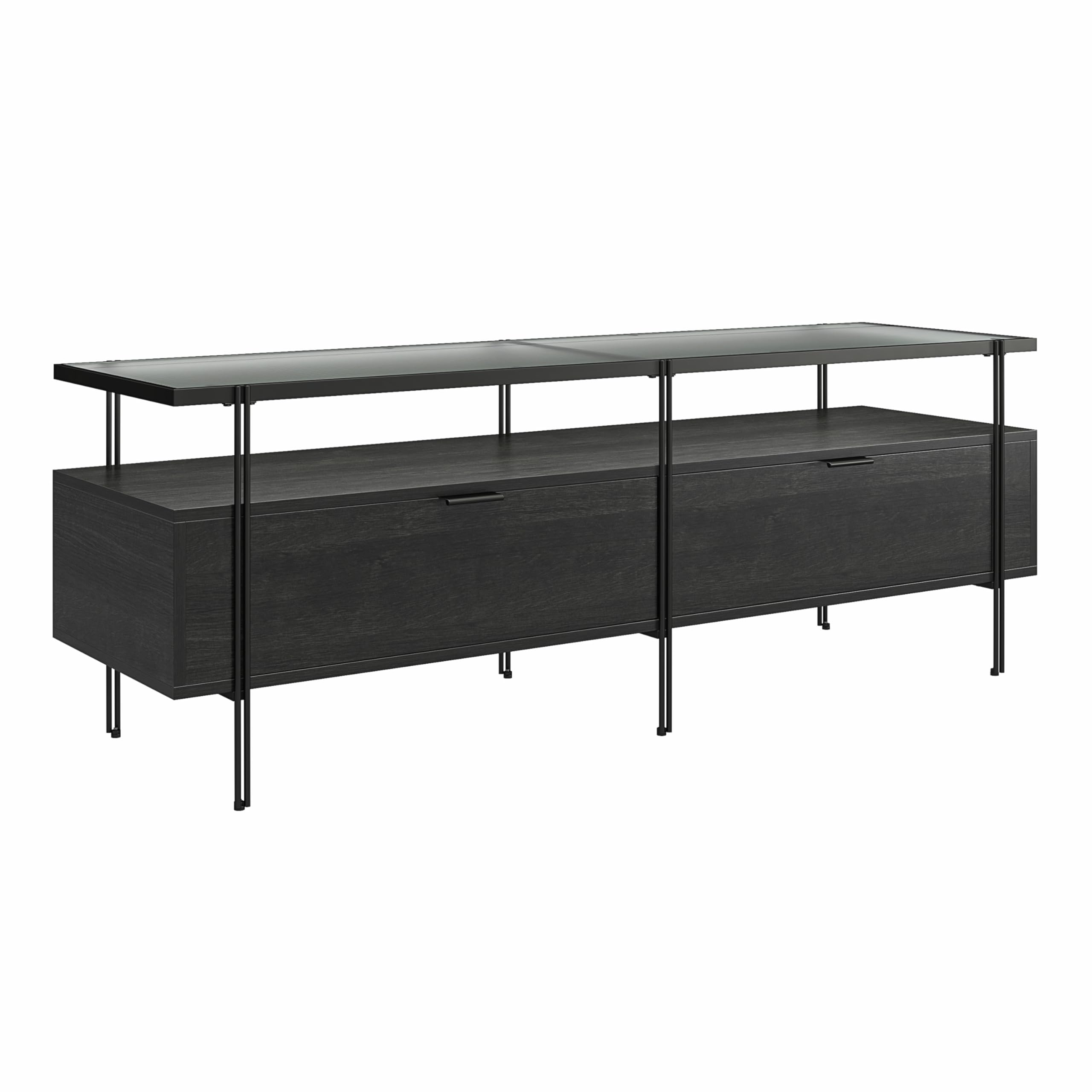 DHP Furniture Wainwright TV Stand 60 Inch, Black Oak Look