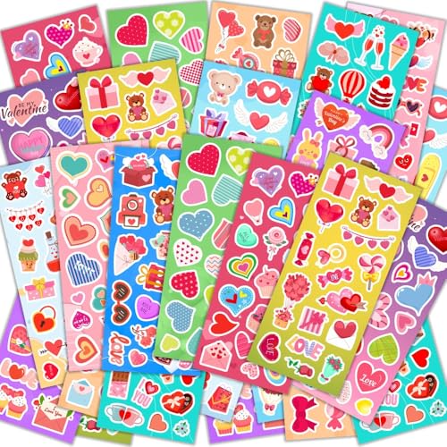 36 Sheets Valentines Stickers for Kids Cute Heart Stickers for Valentines Cards Envelopes Crafts Love Decorative Stickers Valentines Day Party Favors Gifts