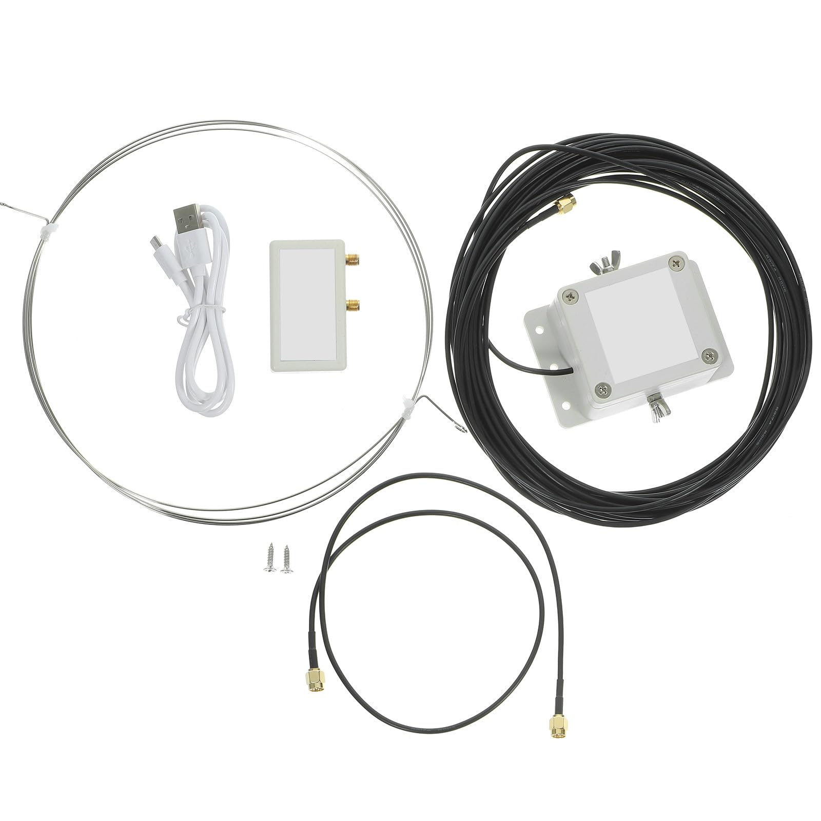 Artibetter Antenne Boucle Active Faible Bruit USB Antenne Réception Moyenne Et Ondes Courtes avec Anneau Inoxydable Installation Facile Balcon Toit