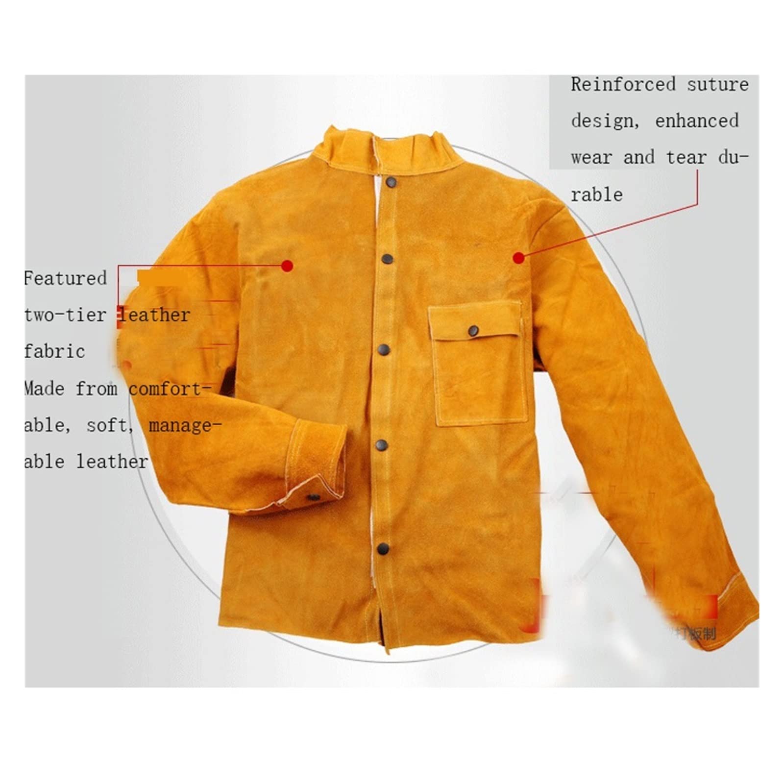 Artículos para soldadura Soldadura de ropa protectora de cuero Retardante de fuego Ropa de soldadura anti-fuego(Jacket,XL)