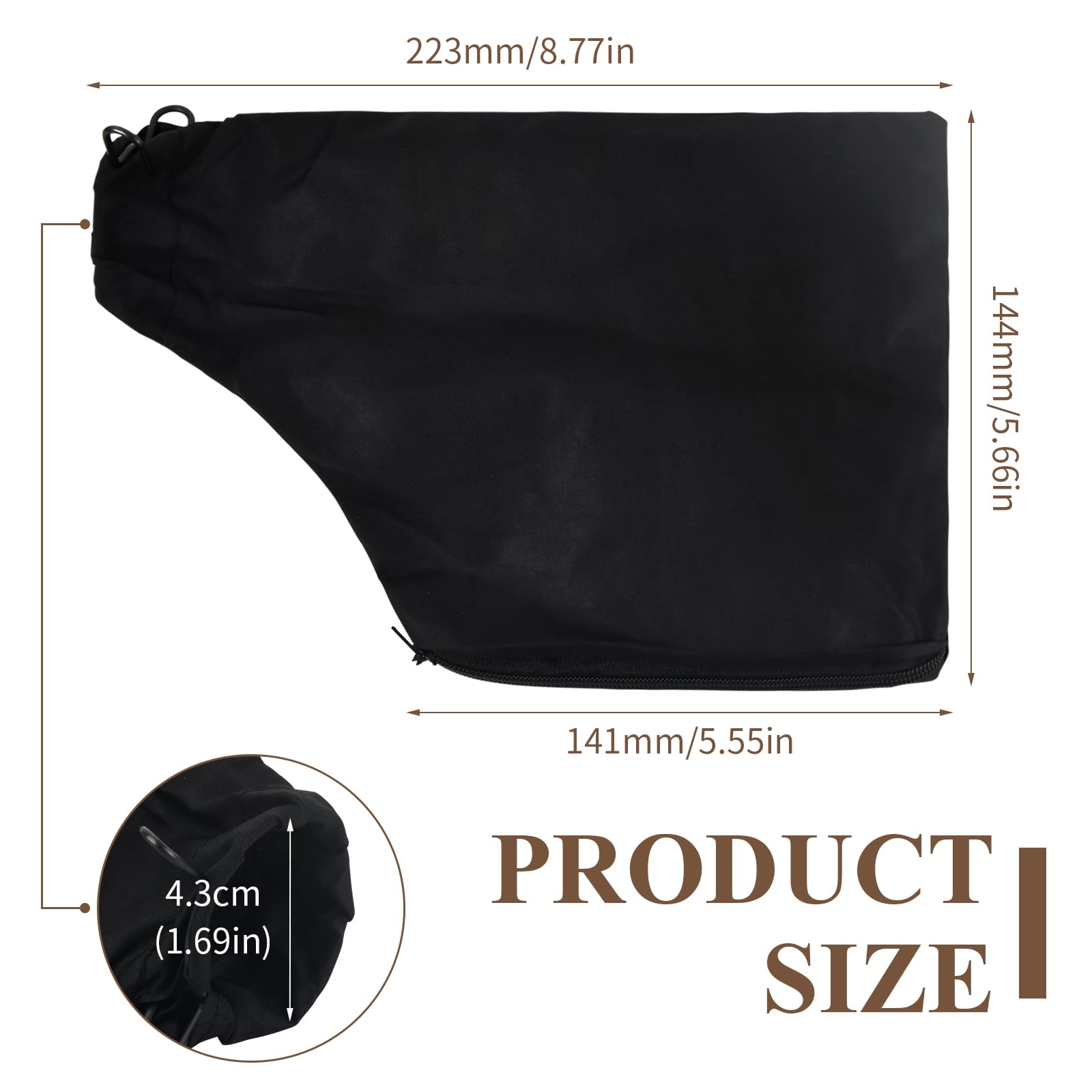 Volumoon Bolsa de Polvo para Sierras Ingletadoras para Modelo 255, Saco Para Polvo, Sierra de Inglete Negra Colector de Polvo con Cremallera y Soporte Alambre, Bolsa De Recolección De Polvo