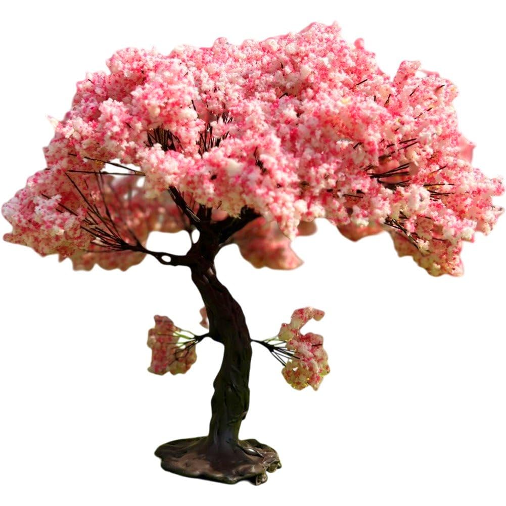 Sslvya Miniature Blossom Cherry Trees, Artificial Cherry Blossom Mini Flower Trees Model for Scenery Railroad Layout Scene Landscape Decoration