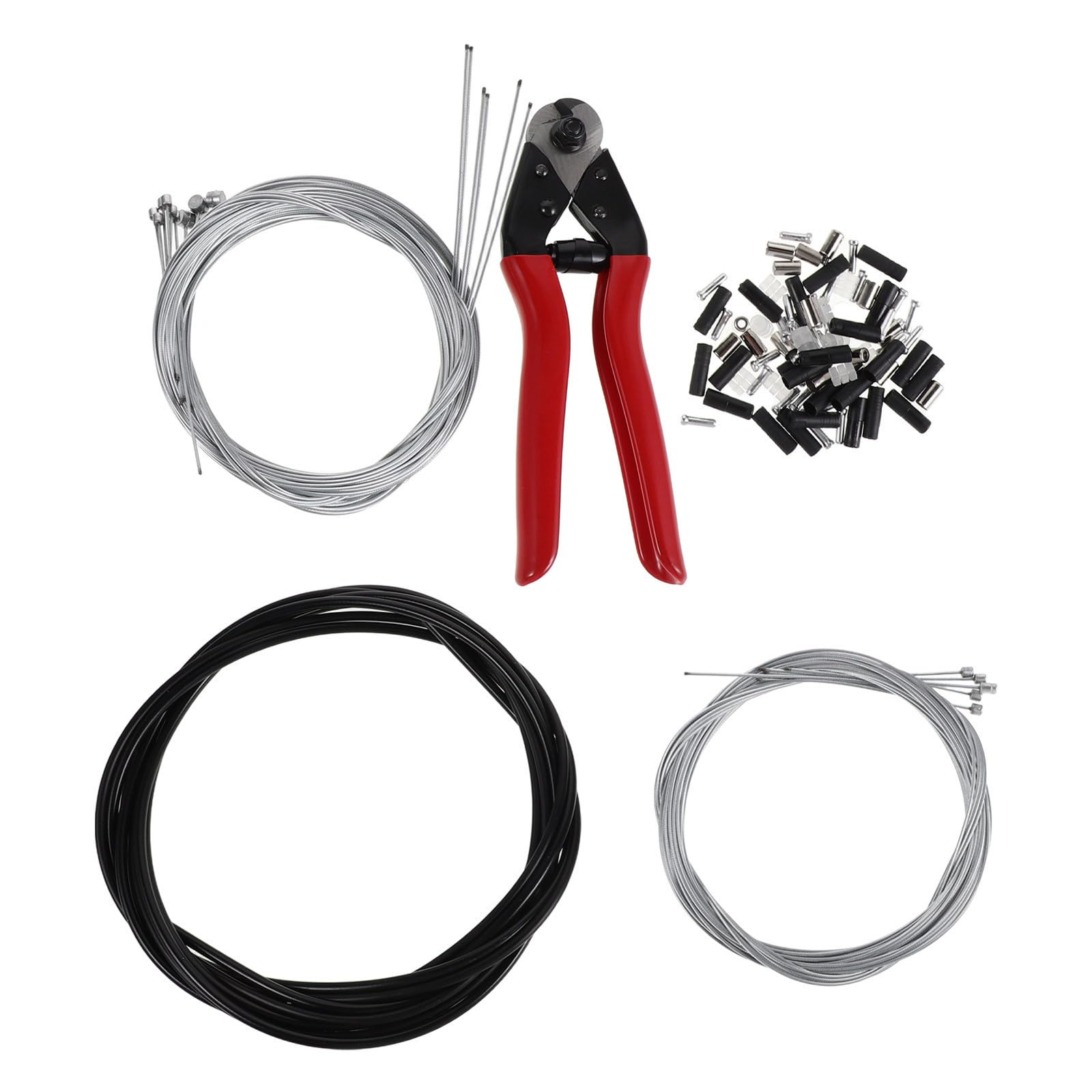 Totority Kit De Pièces Détachées pour Vélos Comprenant des Joints Toriques De Coupe, des Embouts De Câble De Frein De Route, des Gaines en Acier Inoxydable, des Ciseaux, Un De
