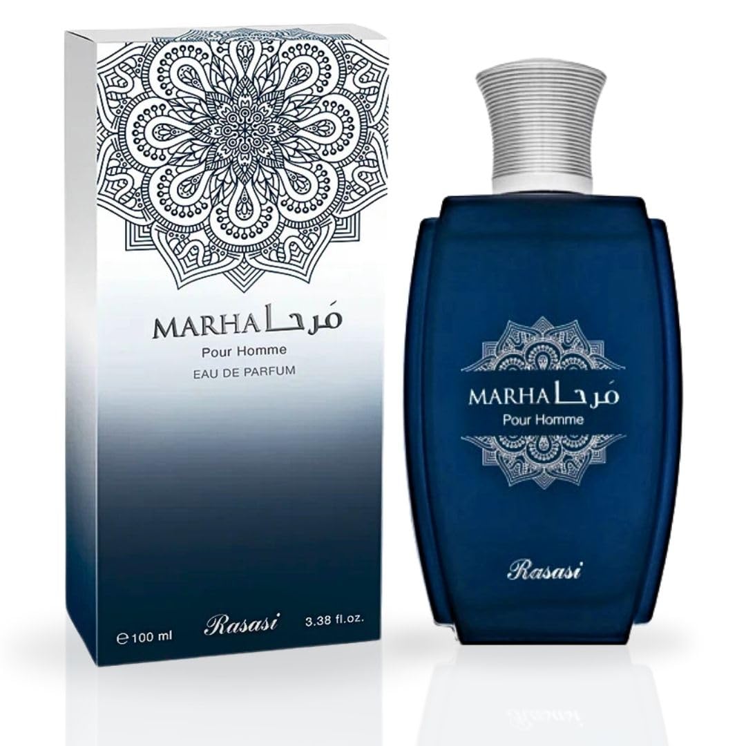 RASASI Marha Eau De Parfum Spray 100ML (3.38 OZ) Long Lasting Arabian Perfume for Men with Aromatic, Warm And Floral Notes - Captivating And Luxurious