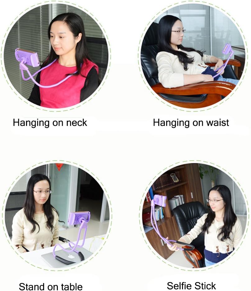 Lazy Bracket - Universal Hanging on Neck Lazy Phone Holder DIY Free Rotating Stand on Table Smart Multiple Functions Mobile Phone Mount Stand(Blue) - Image 3
