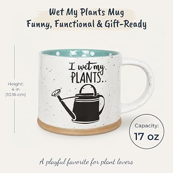 Blue Sky Ceramic Wet My Plants 17 Oz Mug, Multi