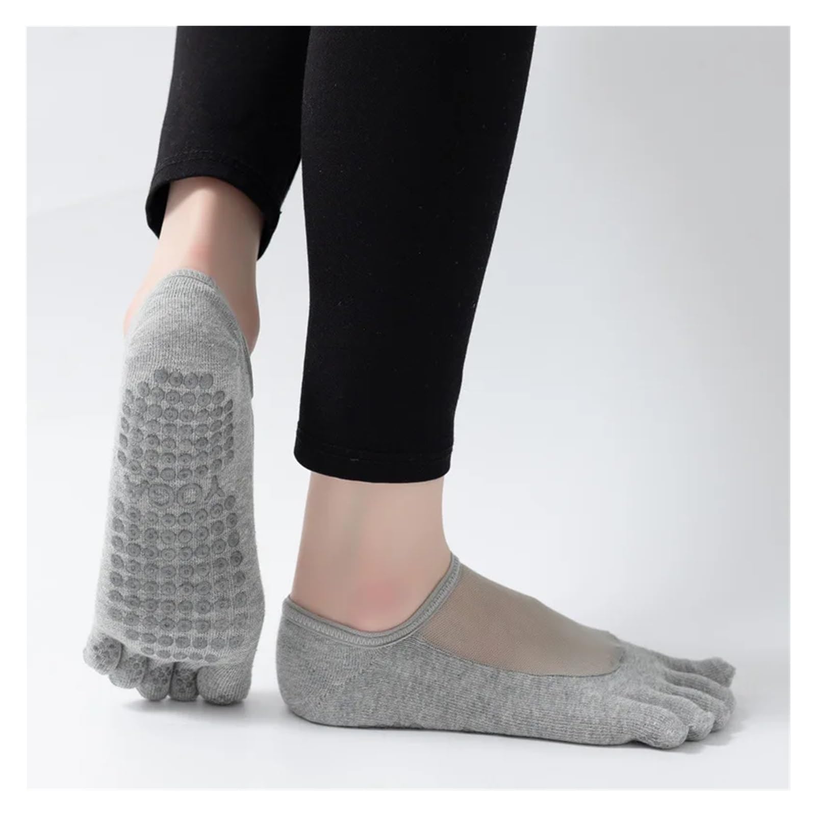 Yoga Socken Pilates Vollzehensocke Damen Yoga Zubehör Mesh Rutschfestes Silikon No-Show Five Toes Socke Sportsocken(Blue3)