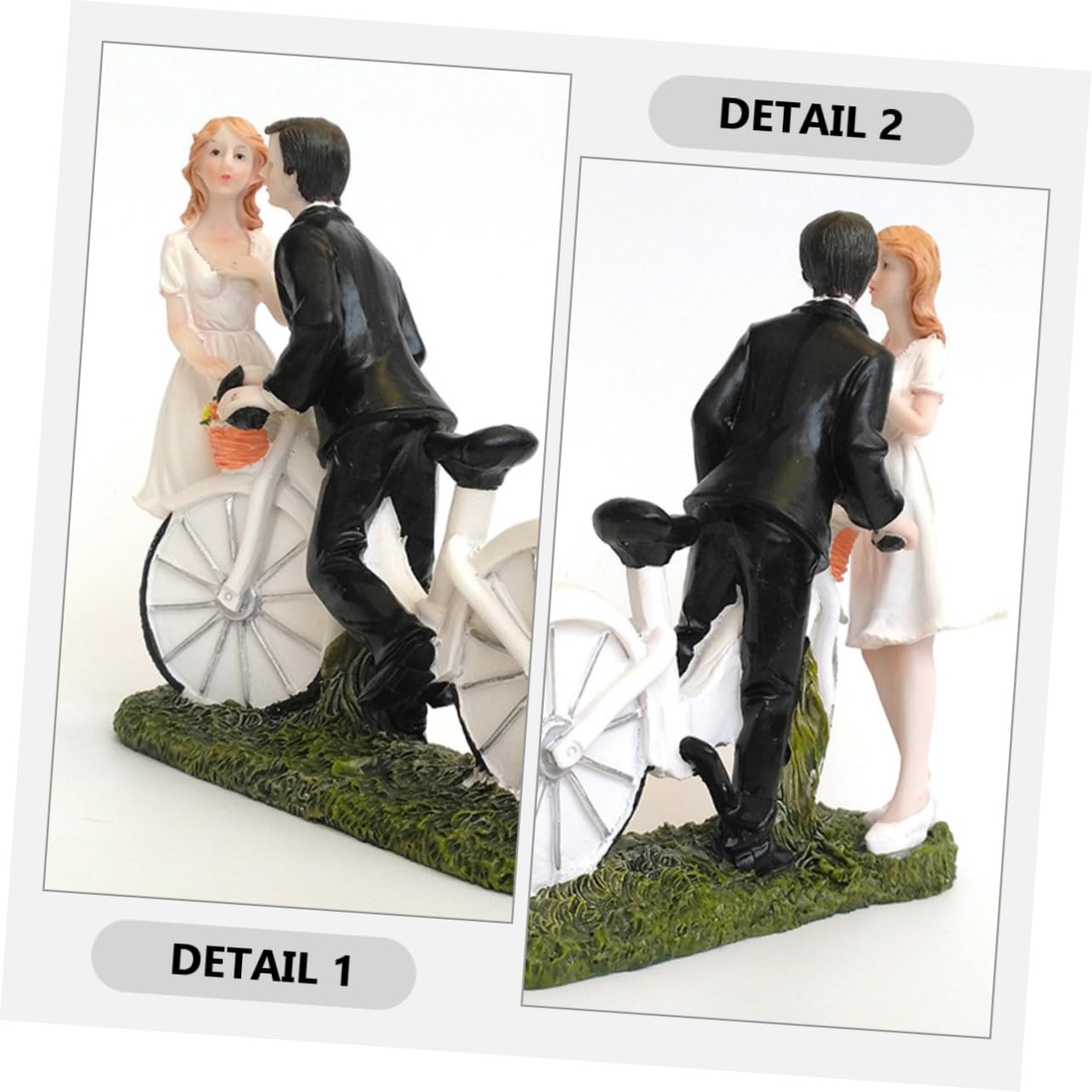 Brautpaar mit Fahrradfigur aus Kunstharz für Hochzeitstorten Dekoration | Realistische Ausführung, Tischdeko für Besondere Anlässe, Sammlerfigur, Passend zu Jubiläen und Feierlichkeiten