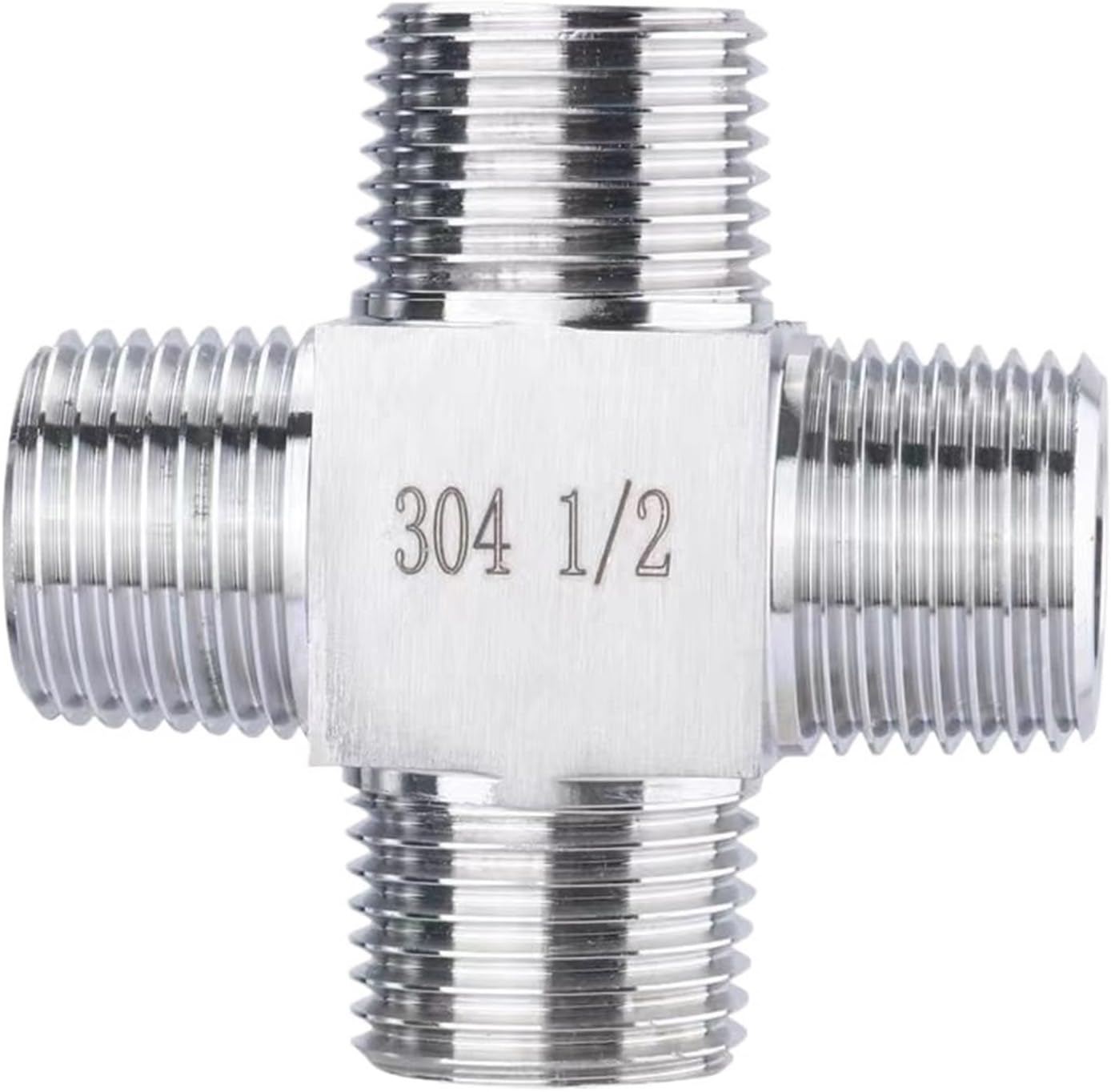 1/8" 1/4" 3/8" 1/2" 3/4" 1" BSPT M14 M20 Female Male Cross 4 Ways 304 Stainless Steel Splitter Block Pipe Fitting Connector(Male BSPT(ZG),1")