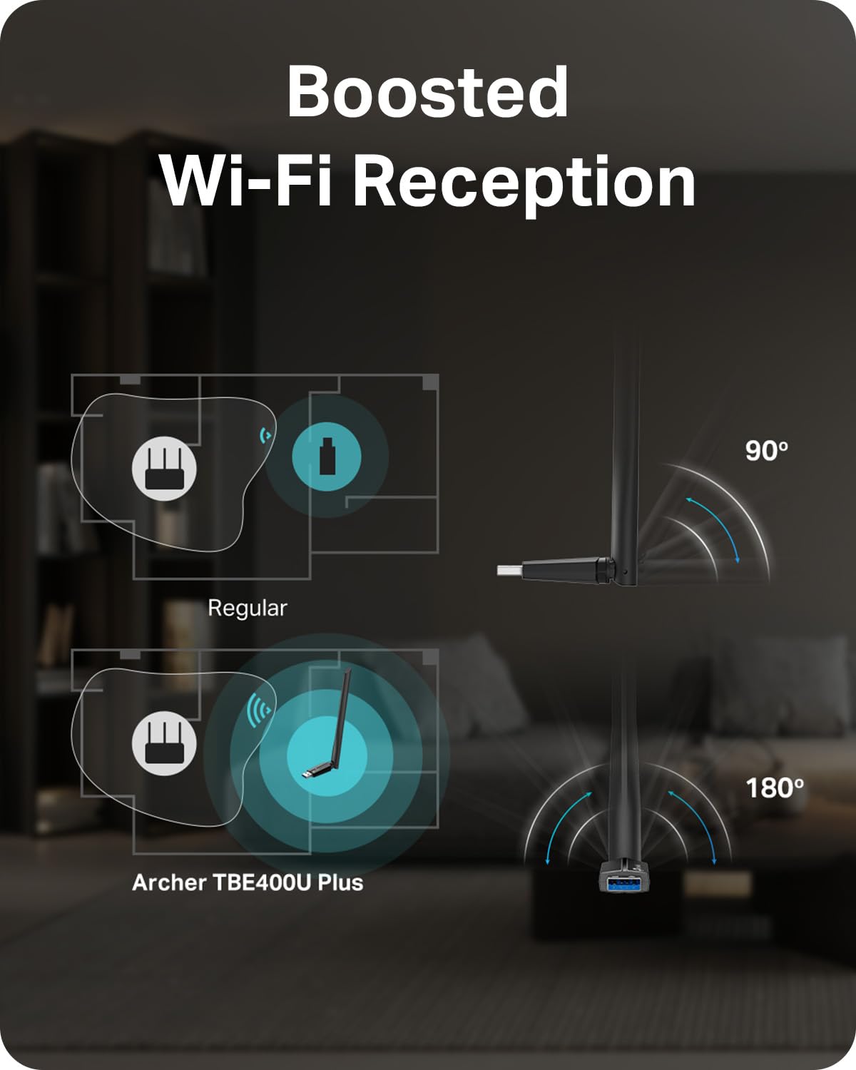 Archer TBE400U Plus - BE6500 Adaptateur USB Wi-FI 7 Tri-Band à Gain élevé