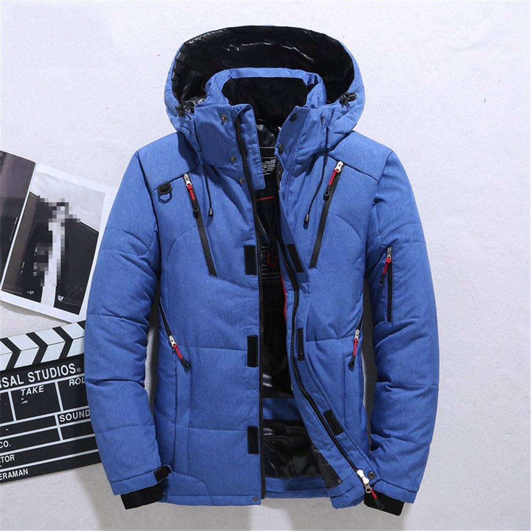 FULBHPRINT Men's Winter Parkas - Hooded Outdoor Thick Warm Padded Snow Coat - Oversized White Duck Down Jacket