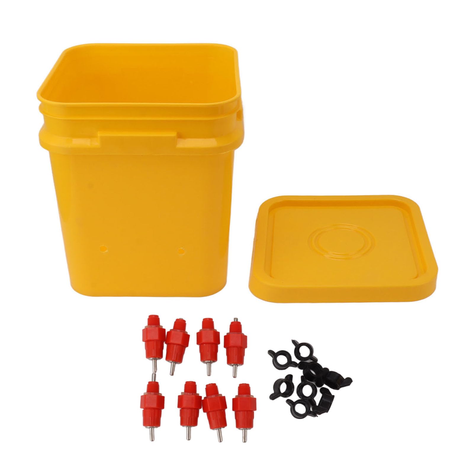 Bebedero Automático para Pollos con Cubo de 12 litros para Beber Aves de Corral, Ideal Gansos, Patos y Más (Cubo + Trasero Pelirroja)