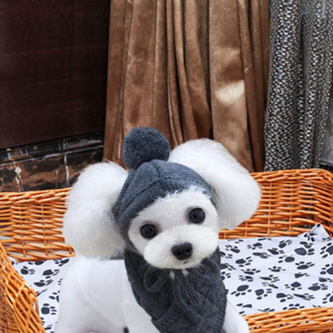 Eioflia Christmas Pet Hat Dog Hat Scarf Set Winter Warm Pet Knitted Scarf Puppy Grey Hood Scarf Warmer. : Pet Supplies
