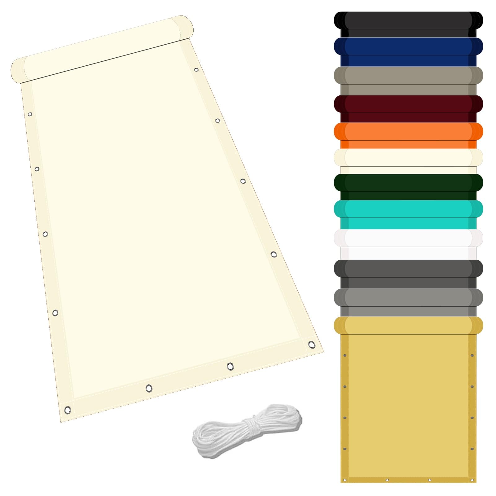 Vela Ombreggiante Rettangolare 0.9 x 3.8 m Protezione UV Telo Parasole Rettangolare Multi Couleur et Taille per Giardino Balcone Piscina, Beige