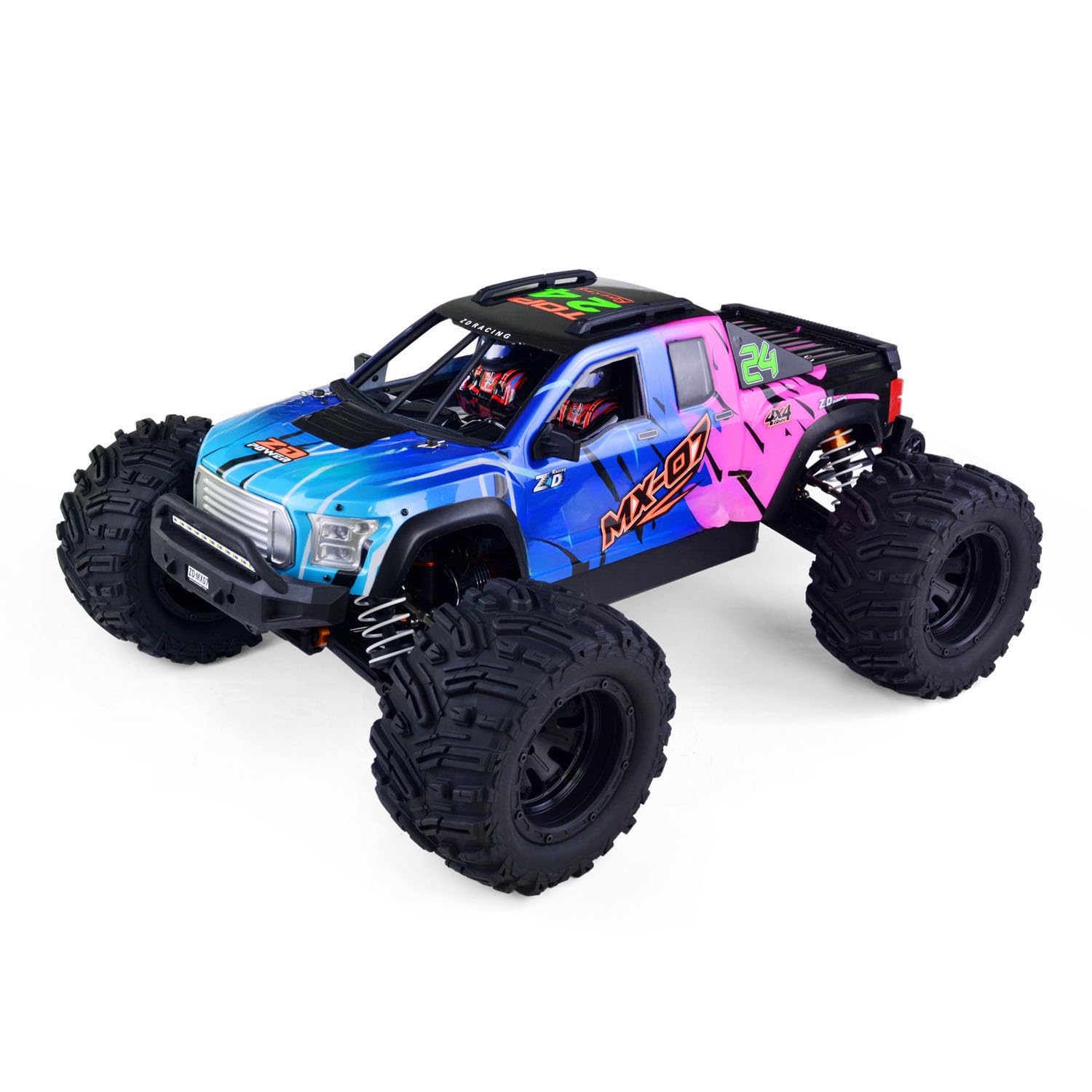 wheelfun 80 km/h ZD Racing MX-07 1/7 4WD Telecomando Monster Truck Elettrico RC Off Road Veicolo Ad Alta Velocità Auto Da Corsa Sistema di Luce Hobby Grade Modello per Adulti